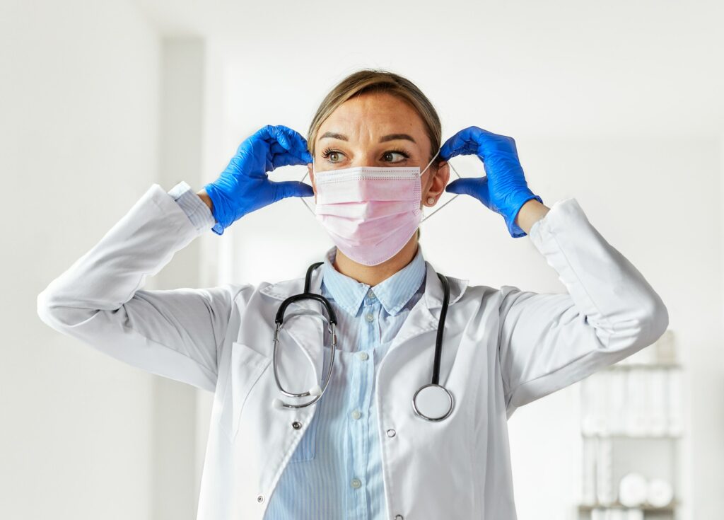 doctor medical mask wearing hospital coronavirus health virus woman nurse pandemic care medicine